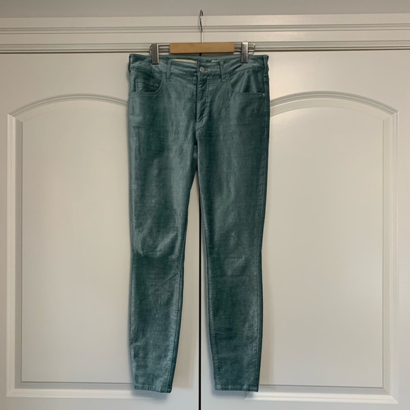 ❤️Pilcro High Rise Skinny Velvet Pant Blue Green - Picture 1 of 6
